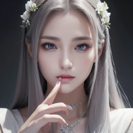 best quality,very detailed,realistic,portrait,beautiful and delicate eyes,beautiful and delicate lips,very detailed 눈과 얼굴,long eyelashes,natural snow,moonlit scene,elegant pose,subtle breath,icy touch,winter magic,soft snowflakes falling,icicles hanging from a tree,sparkling eyes,calm colors,chilling atmosphere,heavenly beauty,silhouette,quiet and serene,ethereal glow,elaborate hairstyle
