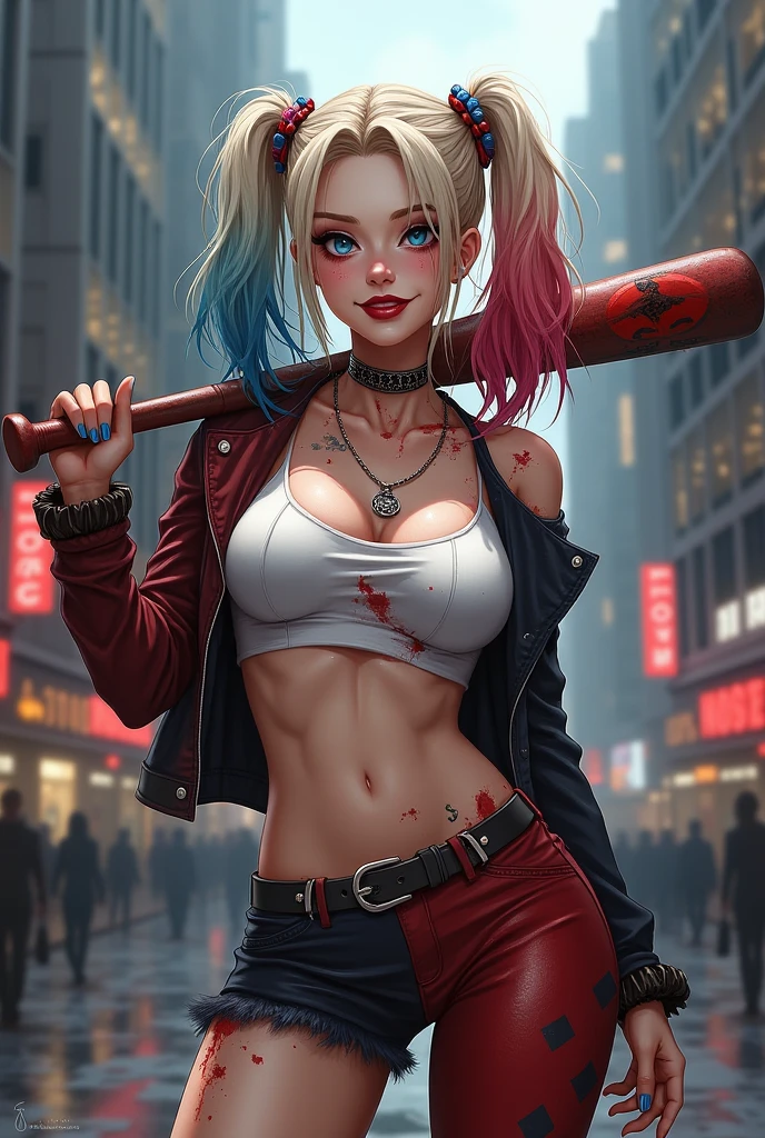 Muscled harley quinn in bikini