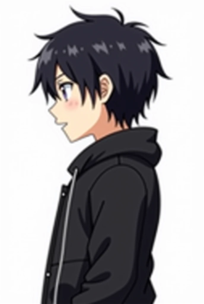 1 boy, Kirigaya Kazuto,kirito,Kirito,Sword Art Online,alone, viewer, pure white background, blush, black eyes,eyes glow, breathing, avatar, half body, comic style colorless, angle, masterpiece, best quality,black clothing,