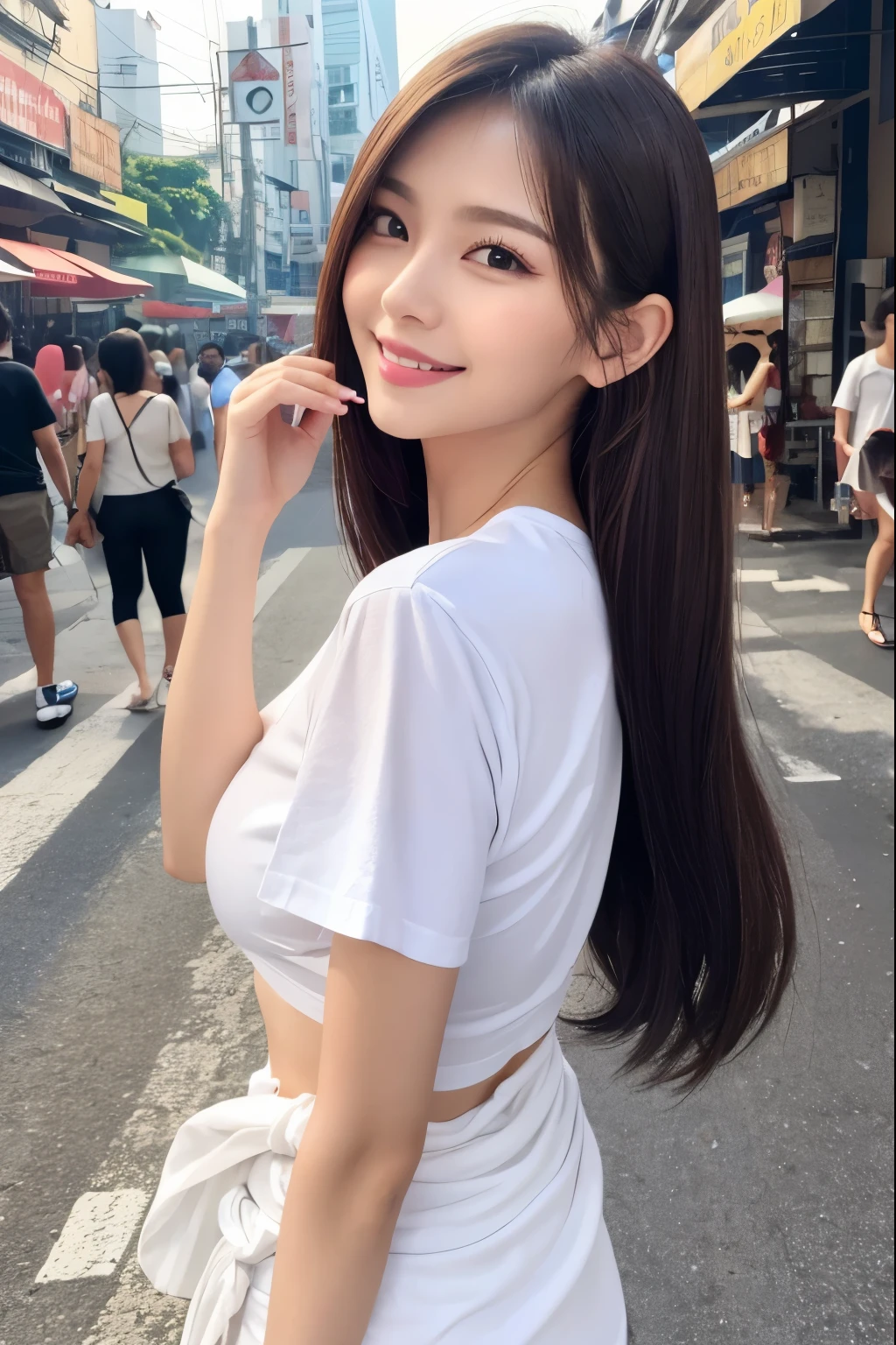 Realistic photos of (1 cute Korean star) ponytail hair, slightly smile, 32 inch breasts size,wearing tank top, pants, reading book under the tree, close-up portrait, UHD
