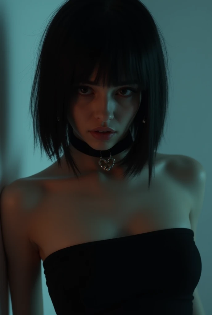 (32K:1.9, of the highest quality, masterpiece, ultra high resolution), Professional camera work:1.6, Very detailedな肌と顔の質感:1.3, Always precise, Very detailed, ((2, Rookie Undercover Agent, Dark Dungeons:1.4, the whole body is tied:1.3, The moonlight at night illuminates the room.:1.2)), (Big breasts on the verge of collapse, tight, Fine leather clothing:1.3, Incredibly slim body), White skin, elegant, obedience, obedience, Sense of cleanliness, charm, emotional, elegant, sensual pose, (Big eyes that exude beautiful eroticism.:0.4, painful expression:1.0, I love you with all my heart:0.8, open your mouth a little, lipstick, Feel the beautiful eroticism.:0.9), (Dark brown medium hair), earrings, collar, bracelet, (romantic, mysterious), Object of admiration, original, dramatic, Artistic, Innovative, Opening sense, Special, Exciting, extreme, inclination, feeling of loss, Pity, Pityの表現, ((若さのcharm, 女性的なcharm))