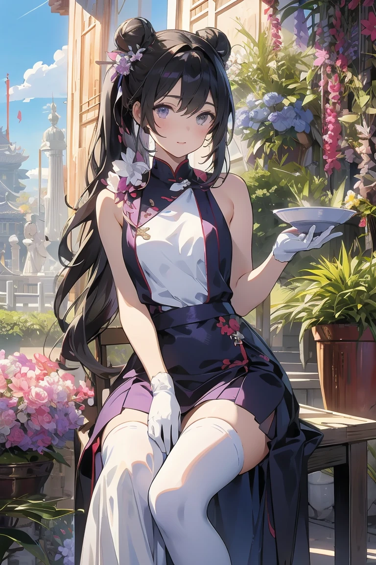 (Finest quality)),(超A high resolution),(ultra-detailliert),(Meticulous portrayal),((Best Anime)),(Finest works of art),Ultra-Precision Art,The art of astounding depiction, A large flower garden with detailed depiction:1.6, Sleeping Girl:1.5, Animals to watch over