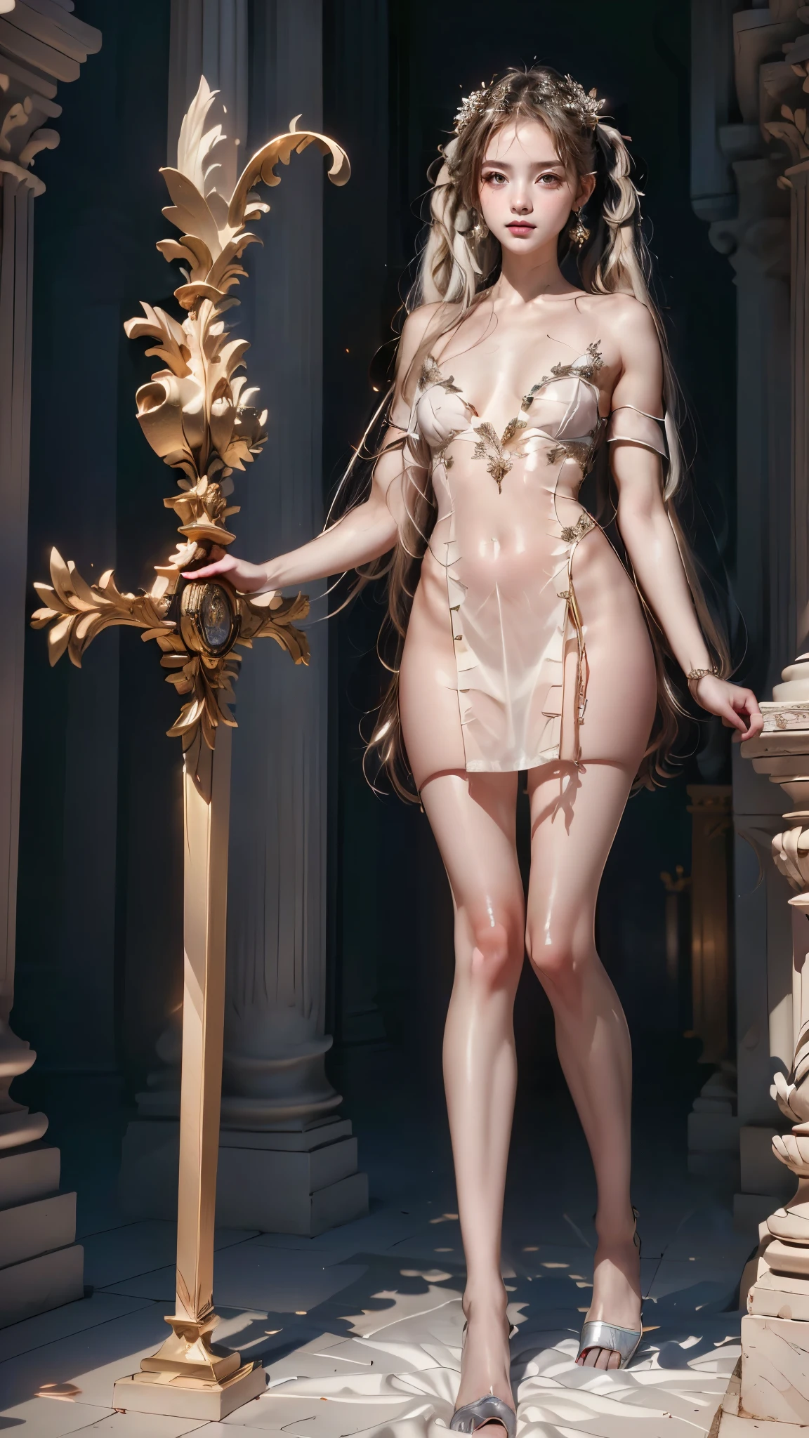 arafed woman in a white dress holding a sword and a sword, art of wlop, goddess. extremely high detail, wlop art, art of wlop and greg rutkowski, fantasy woman, wlop | artgerm, Karol behind uhd, the style of wlop, wlop and artgerm, by WLOP, 
([long hair hair]:1.8), (full body:1.8), (upper body up:0.3), (hyper realistic:1.4), (realistic:1.3), (best quality real texture skin), Detailed eyes, detailed face, PERSEPHONE, Hyperrealistic, LESS saggy breasts, (SMALL BREASTS:1.5), (HUGE LEGS:1.5), (LESS THIGHS:1.5), perfect legs, perfect legs, pernas added, pernas added e perfeitas, turned legs, shapely thighs, pernas added, Smooth Thighs. (erotic pose:1.5), (thick eyebrows:1.2), (big purple eyes:1.2), (ultra detailed eyes:1.4), (high resolution eyes:1.1), (ultra detailed skin texture:1.4), (Beautiful toned body:1.1), headband, (Moist skin:1.1), (sensual face:1.5), positive
([long hair hair]:1.8), (full body:1.8), (upper body up:0.3), (hyper realistic:1.4), (realistic:1.3), (best quality real texture skin), Detailed eyes, detailed face, PERSEPHONE,  Hyperrealistic, LESS saggy breasts, (SMALL BREASTS:1.5), (HUGE LEGS:1.5), (LESS THIGHS:1.5), perfect legs, perfect legs, pernas added, pernas added e perfeitas, turned legs, shapely thighs, pernas added, Smooth Thighs. (erotic pose:1.5), (thick eyebrows:1.2), (big purple eyes:1.2), (ultra detailed eyes:1.4), (high resolution eyes:1.1), (ultra detailed skin texture:1.4), (Beautiful toned body:1.1), headband, (Moist skin:1.1), (sensual face:1.5), (tan, muscular, , , child, , toddlers, sd character:1.5),
