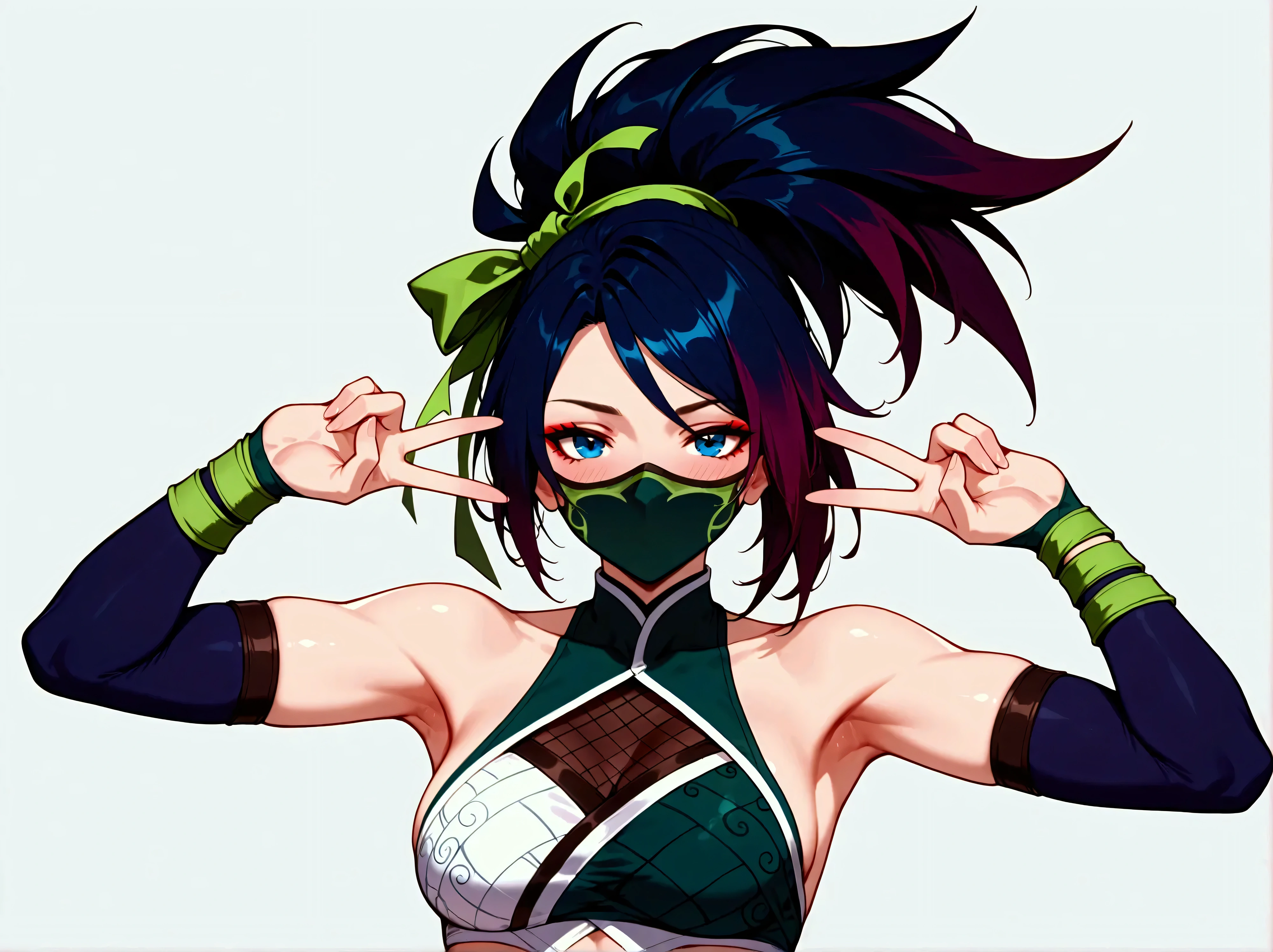 ninja woman with cucumber on hand