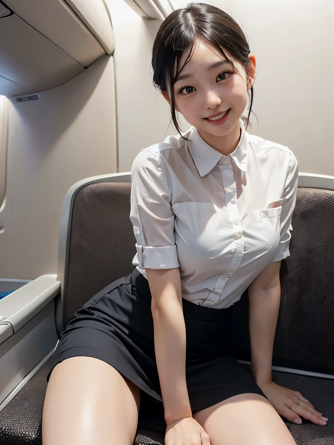 Arafed asian woman sitting on a seat in an airplane - SeaArt AI