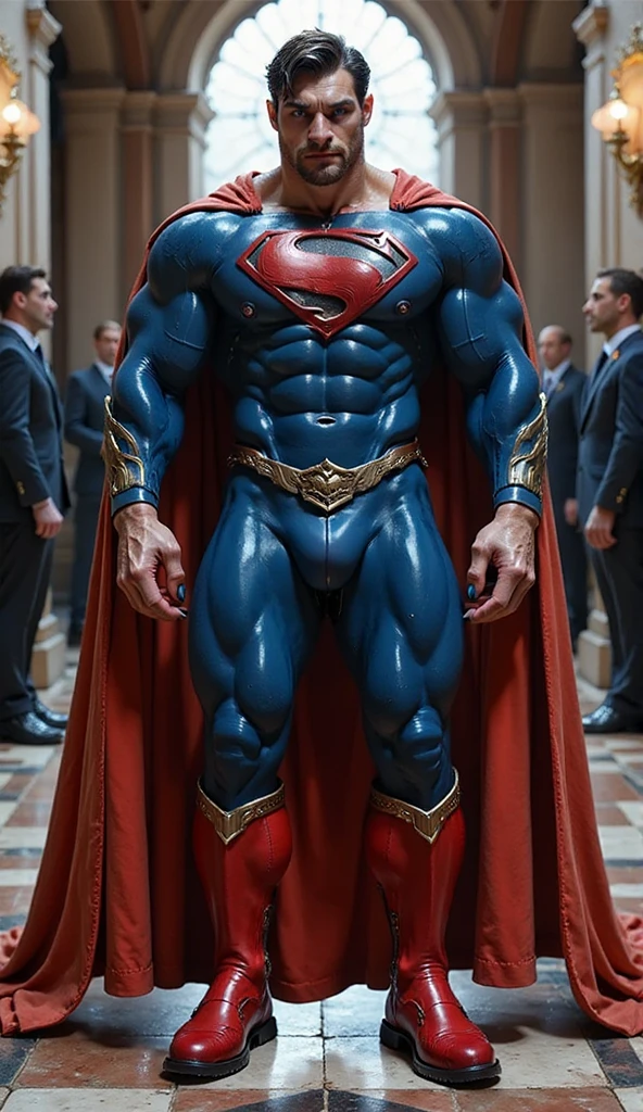  Russia as a Superman-like figure dons a deep red and blue suit, his emblem shaped like the double-headed eagle. His immense strength, vast intelligence, and strategic mind make him a formidable hero. He fights for national pride, defending his homeland and asserting his influence on the world stage, while navigating complex global political landscapes.