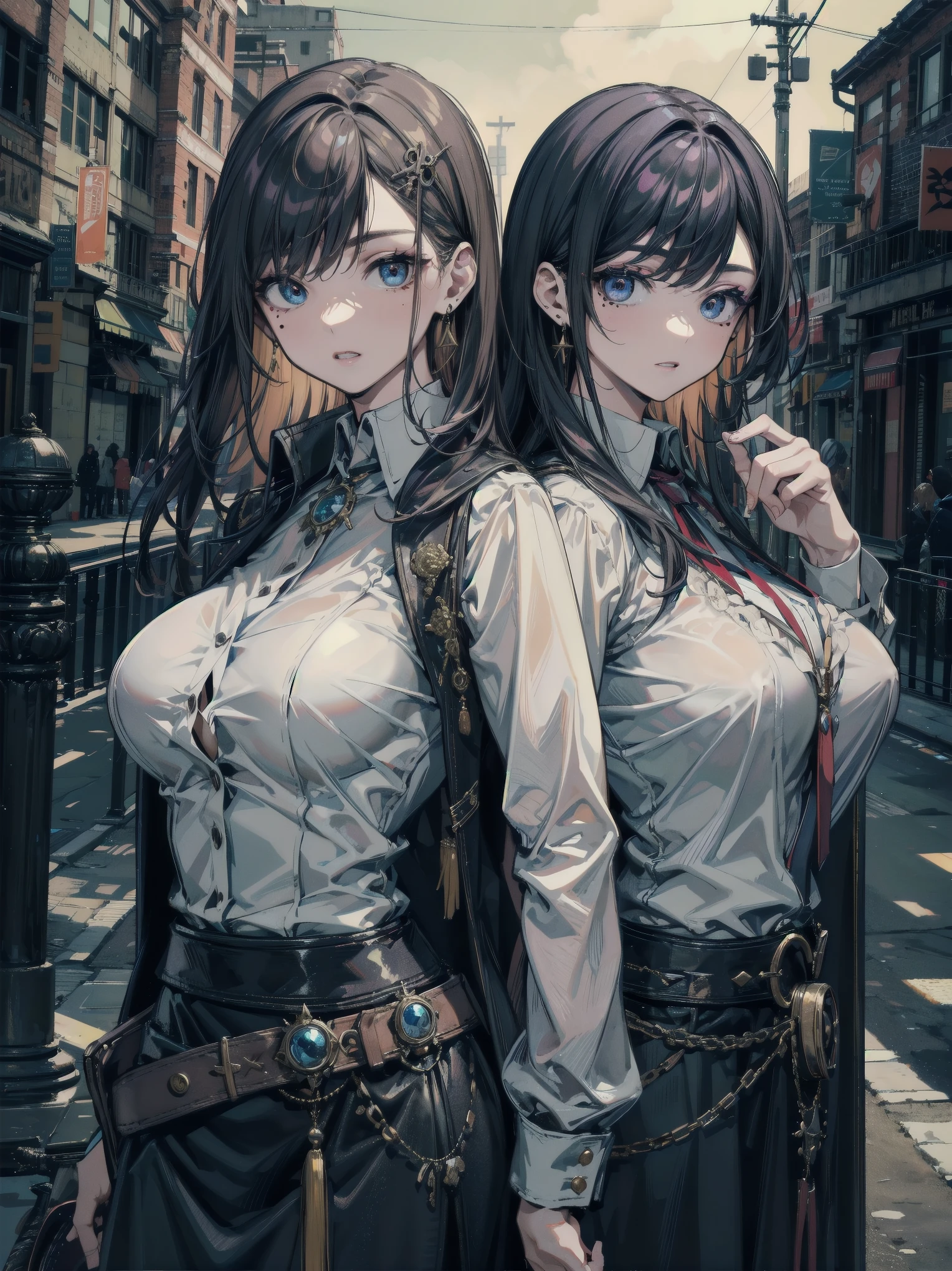 (Highest quality, masterpiece, Very detailedな, Very detailed, Exquisite, 16K,Full HD),(White Background:1.5),、Big Breasts,No text,Upper Body,serana,Black Hair,1people