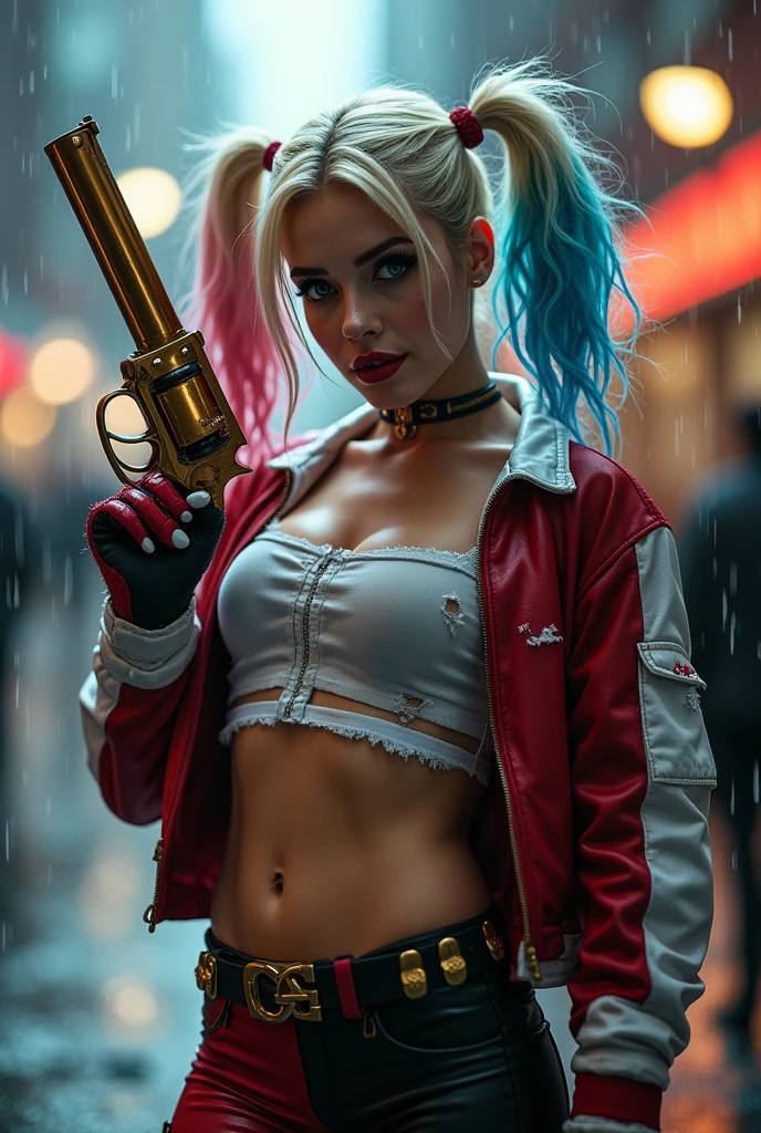 Behind bars，Get wet，pigment，Powder blue gradient double ponytail，Royal Sister，Large breasts，hot girls，Raised sexy，holding gun，arma，Weapons Shop，suicide，Dismissive，Tsundere