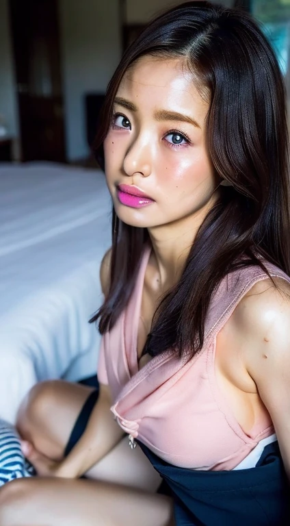 1girl, soro, (medium breasts:0.95), small hips, (wet:0.9), micro bikini, sexy pose, black hair, closed mouth, (smiling:0.8), bedroom, bed, photo, photo realistic, (photorealistic:1.4), best quality, high quality, 8K, RAW, masterpiece, beautiful face,