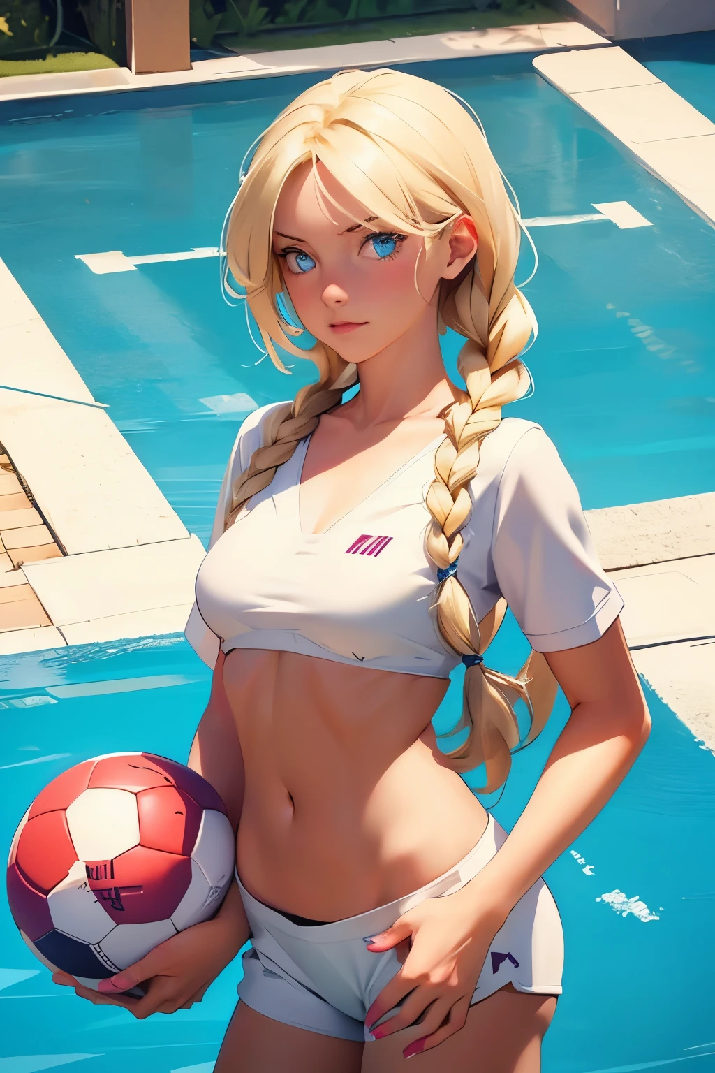 Teenager with wavy hair, white with blue eyes, attractive with glasses on volleyball court and black volleyball suit