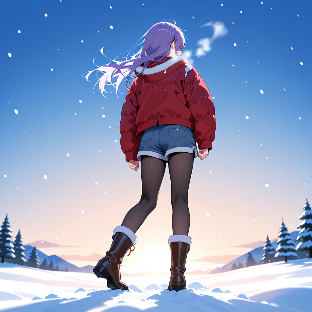 masterpiece:1.4, 1girl ((20year old, dressed in a purple tight one-piece ski suit, ski boots, medium breasts, multicolor pink hair, twin ponytails, perfect model body, green eyes:1.4, wearing a beanie, flirting, happy, big smile, standing next to a Kawaii snowman during the evening:1.3, snow and snowy mountains in the background:1.2)) ((snow)) ((solo:1.6)) ((evening sky))
