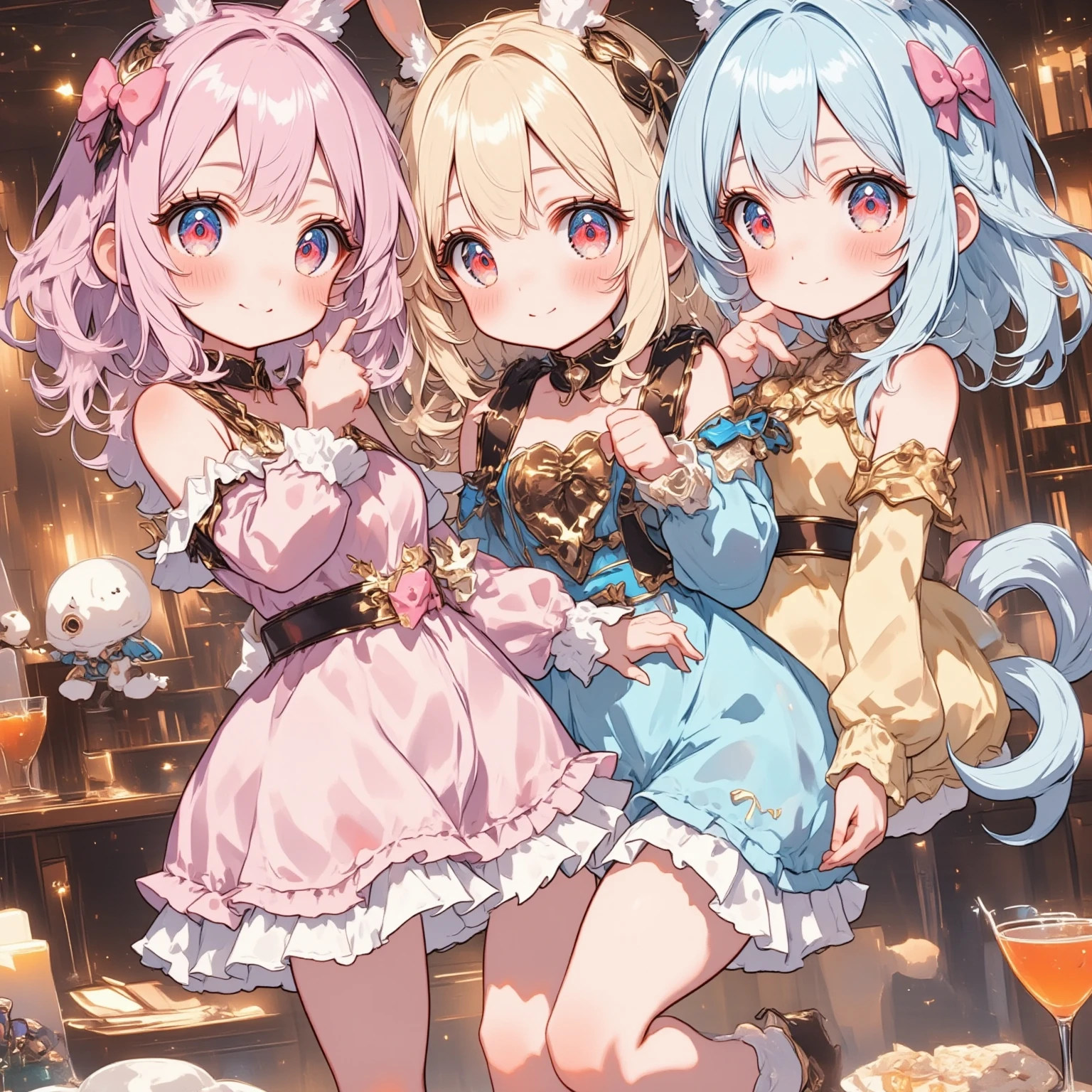 Best image quality, 8k, high quality, masterpiece:1.2), ((masterpiece)), (Attention to detail, high quality, Best image quality), Bokeh, Depth of written boundary, Portraiture, Open Stance, (Splatoon Girl)、(Mature Woman), (Beautiful illustrations:1.2), (Delicate facial expression:1.5), Real Anime、3d、Perfect Anatomy, Perfectly Balanced Anatomy, stage, (Different hair colors and styles:1.2), (Three Girls:1.3), Dawn, Beautiful light, Professional Lighting, (Big Breasts), (A gorgeous sleeveless idol dress with plenty of frills, Removable sleeve,), (Idol Master), A slightly thinner face, Dynamic pose, An exciting mood, smile, blush、Dynamic Angle, (Underarm:1.2), White Pantyhose, Seduce, Sexy pose,