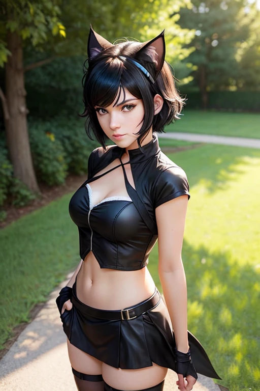 Final Fantasy, Yuffie, Ninja, 1 Woman, Japan Person, Full Body, Cute, Short Hair, Adorable, Giant Shuriken, Yuffie Cosplay Costume, Realistic, Ultra High Definition Illustration, Fun, Delighted,