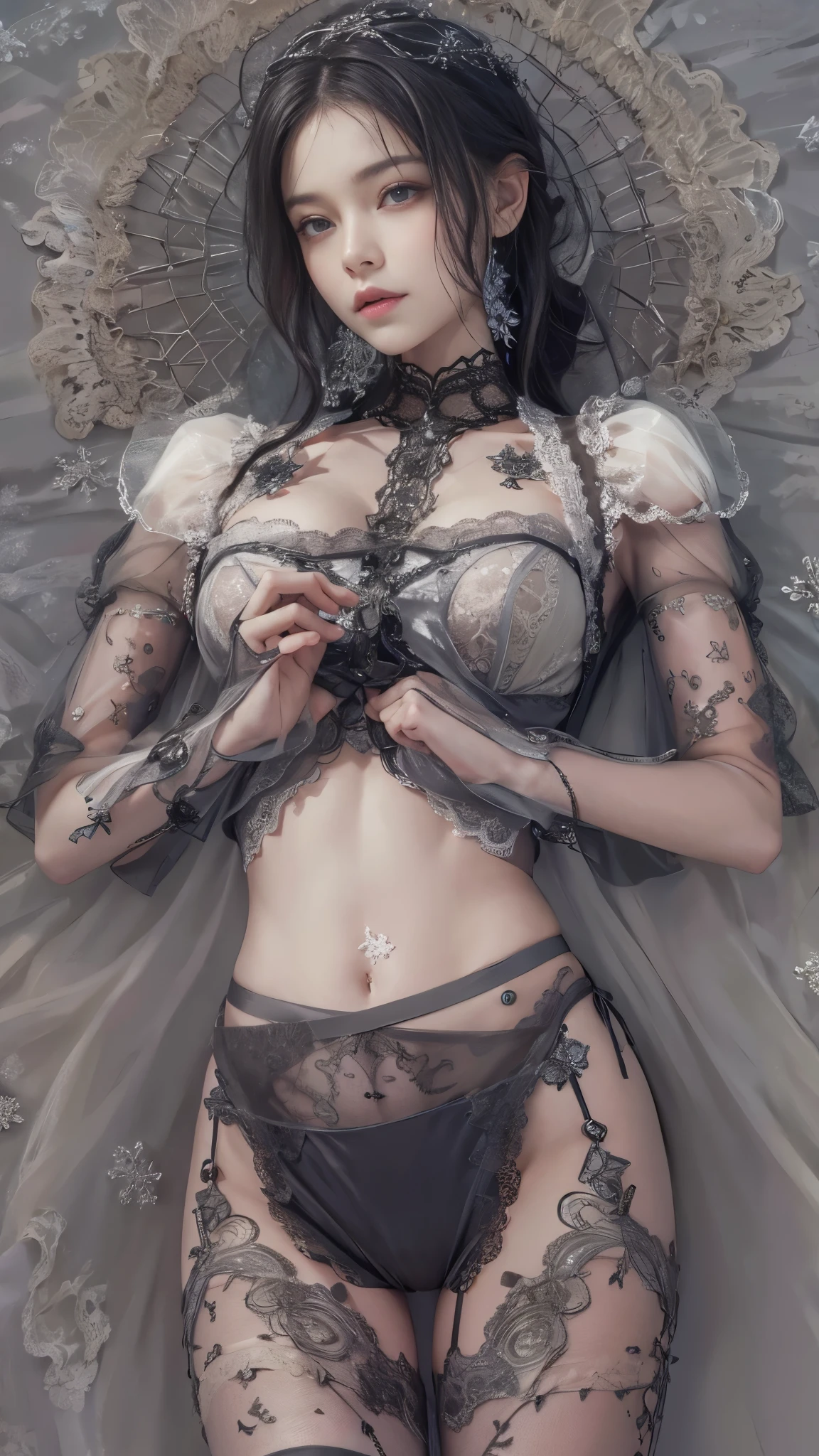 ((Finest quality)),(超A high resolution),(ultra-detailliert),(Meticulous portrayal),((Best Anime)),(Finest works of art),(Ultra-Precision Art),(The art of astounding depiction,Overwhelming depiction:1.5),(intricate and detailed art:1.6), (1 adult female:1.5),(Thin clothing(Sheer skin:1.8)),Light makeup:1.5,perfectly proportions:1.5,lustrous dark hair:1.5,A slight smil,