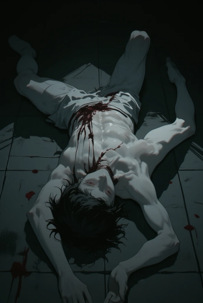 dead people hanging in a mess, blood splattering, blood dripping down the hanging hands, bloodstain, blood, masterpiece, best quality,