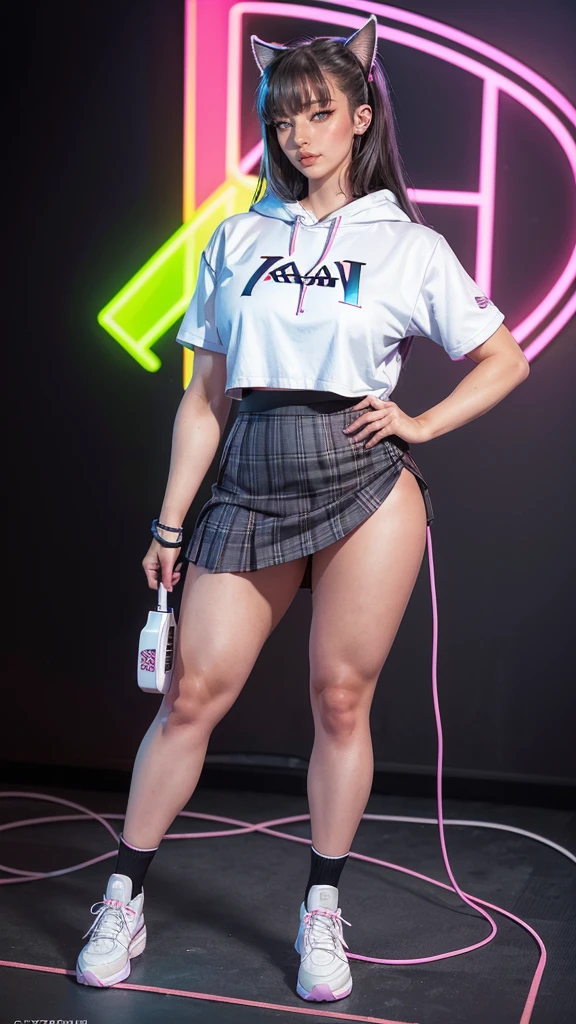 Cheerleader、Sheer tank top、Big Tits、Transparent nipples、See-through underwear、pantyhose/stockings、basketball、stage、Light blue hair