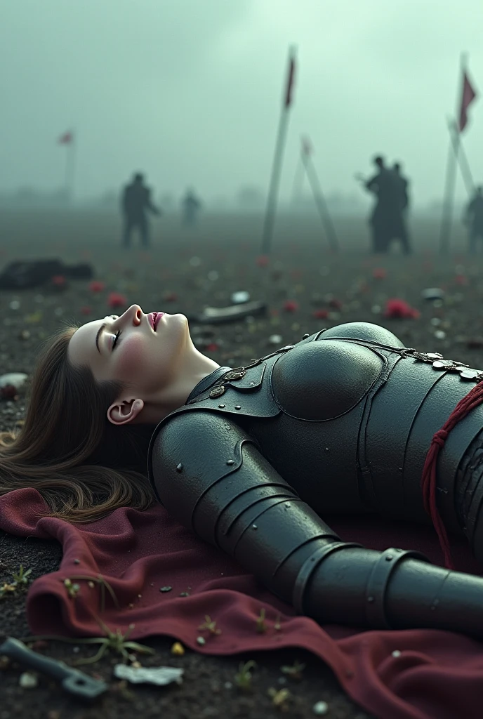 Young woman die in arms of her enemies army beautiful young soldier