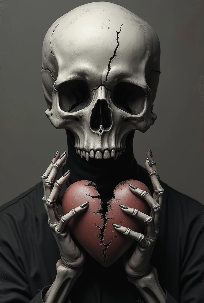 IMAGE OF A SKULL WITH A BROKEN HEART
