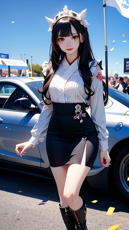 ((photo realism)), ((femme asiatique souriante)),(( visage parfait)), ((sitting on motorbycle))
