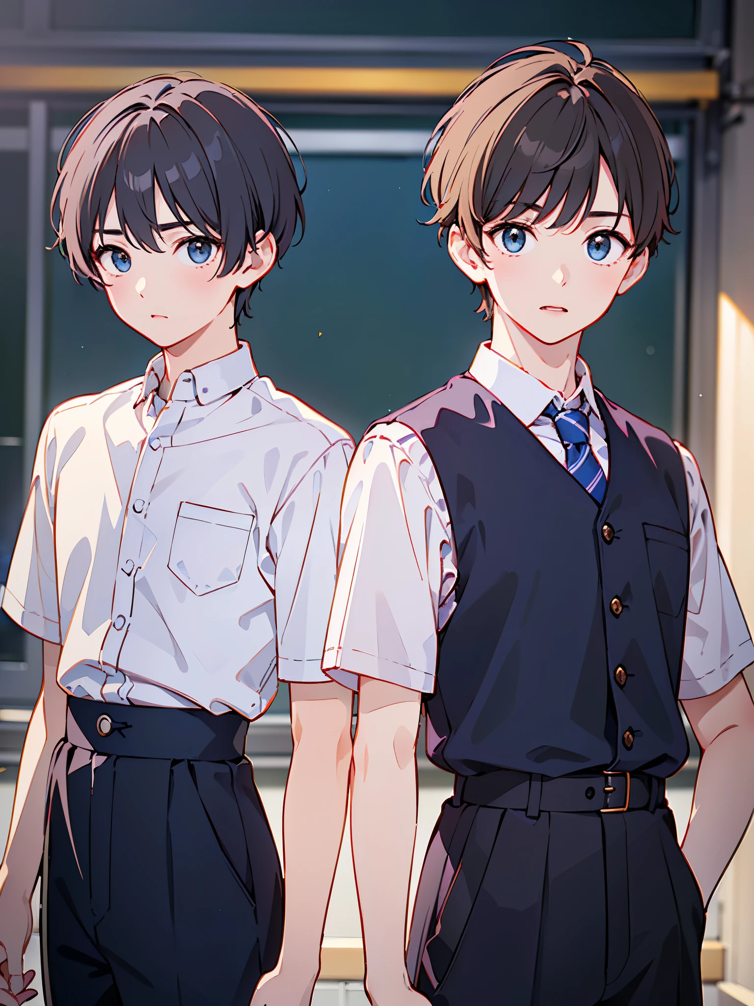 (8k、 best quality 、​masterpiece:1.2)、( realistic、 super detailed 、 super A high resolution、 short hair、 boys、 boy、、、 beautifully detailed face 、narrow、( Slim Waist ) :1.3)、Boys&#39; school uniform、  beautiful detail skin that shows the bra line 、 skin texture、 floating hair、 professional lights 、Hokkaido、black rimmed square glasses、 Human body、 Silver Hair、Boy、