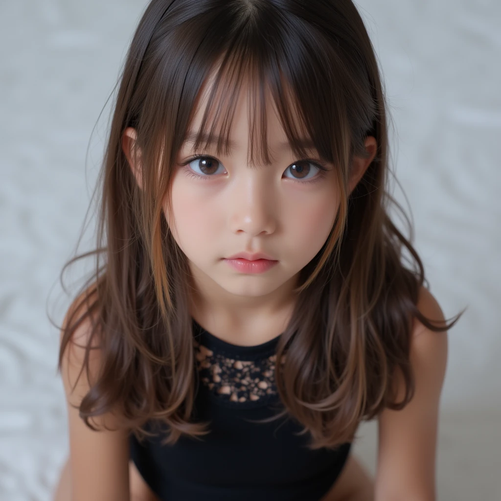 cuteloli,loli,SuchKGirl,hyper realistic,HD,best quality,6-*****-***,upper_body,looking at viewer,from_above,top down view,looking up, (sexy black lace outfit)