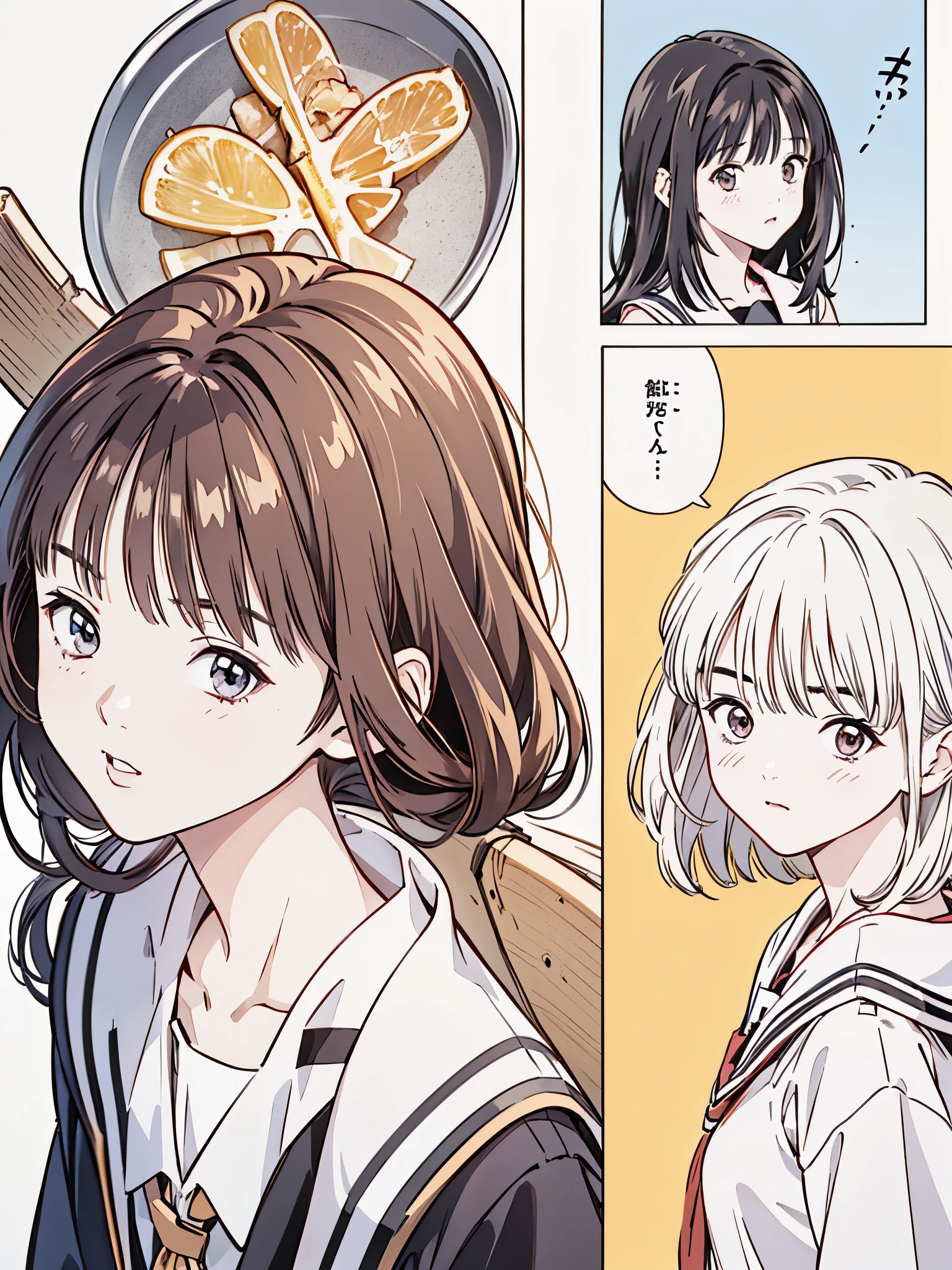 (8k、 best quality 、masterpiece:1.2)、( realistic、ultra-detailed、 super A high resolution、 1 girl、、 beautiful detailed faces、narrow、( Slim Waist ) :1.3)、Autumn Clothes、 、 skin texture、Floating Hair、 Professional Writing 、服、 An anime character with glasses 、 Human body、 brown hair、(Timid、 quiet 、Junior high school students、 embarrassing)、(( An anime character with glasses る))、 finger on pho 、Hokkaido、Sapporo、Relatives and friends、