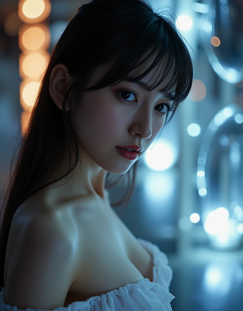 a beautiful japanese girl, very cute high school girl assassin, detailed portrait of innocent 16 years old virgin, (midnight, bedroom of the lord's manor:1.2),(chanting a spell, a lot of smoke coming from her, releasing power:1.25),(attack stance, gathering magic in the palm, blush, cry, open mouth, full-nude:1.3),(demon of legend summoning a spider in the room:1.3),((cold sweat, body soaked in sweat:1.1)), translucent skin, cute double eyelids and black eyes, beautiful small breasts, attractive thighs, glossy straight medium black hair, asymmetrical bangs, dark fantasy, ((best quality, 4k, 8k, highres, masterpiece, ultra-detailed, realistic, photorealistic, photo-realistic, intricate detail, highly realistic:1.3)), dramatic lighting, muted color palette, cinematic composition, emotional portrait