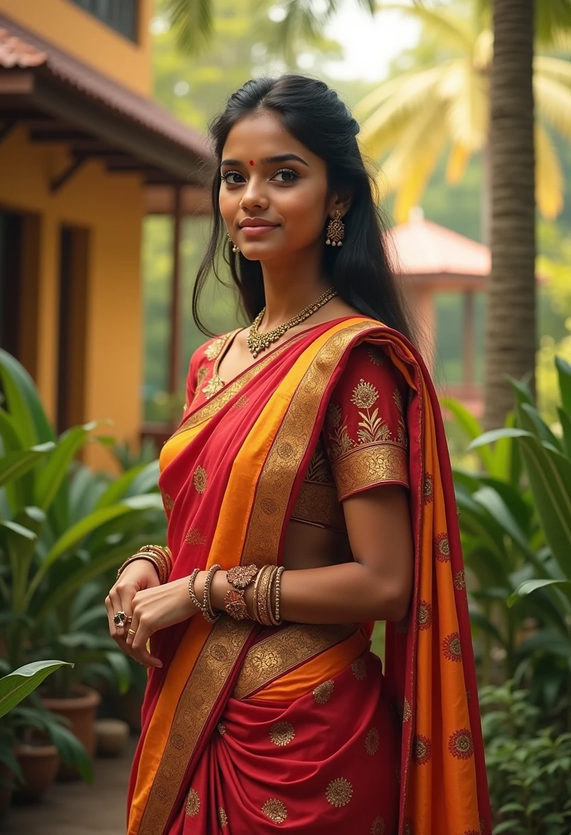 Create a Indian young girl in Indian dress.