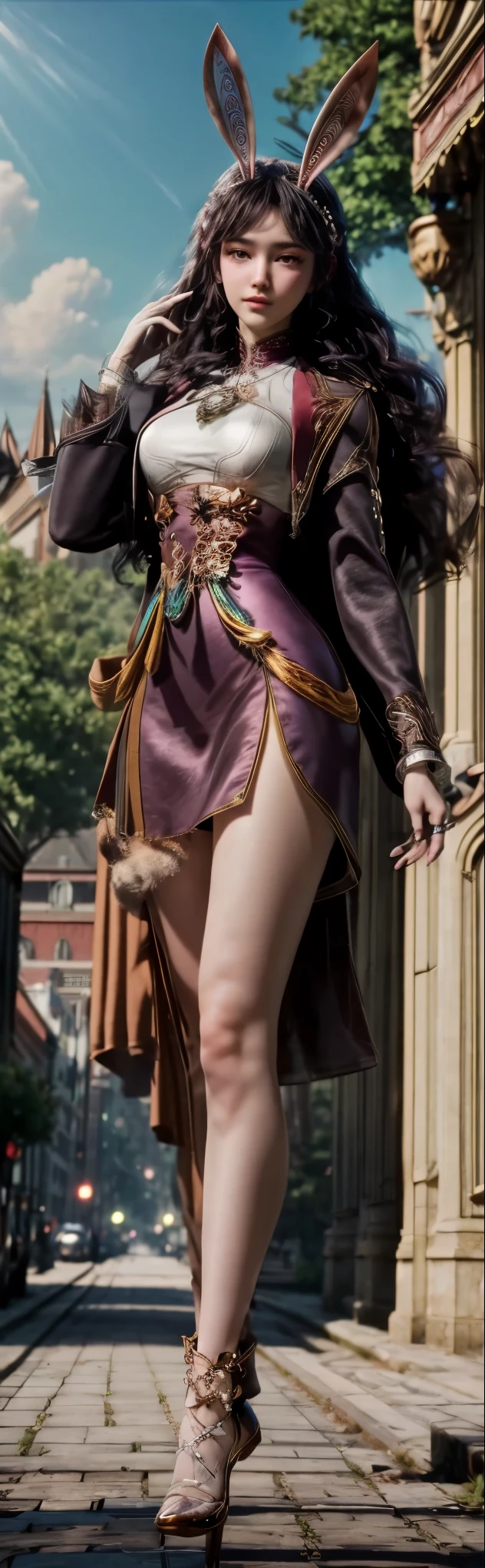 best quality, High resolution, Unique image, 1 girl, armpit, Put your arms behind your head, Bangs, bare shoulders, blue footwear, blue hair, blue tights, braid, Chest, brown lift your legs, shut your mouth, bench, cover navel, curtain, Split collar, earrings, Eyebrows visible through hair, fake Animal ears, gradient hair, green eyes, High heel, high legs, high legs tights, huge Chest, jewelry, large Chest, tights, light blush, looking at the audience, messy hair, colorful hair, on bench, Pillow, short hair, side lock, sitting, alone, swept Bangs, lift your legs, change through