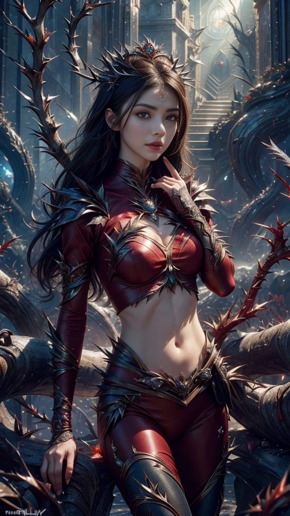 8k uld, masterpiece, bestquality, raw photo, realistic, beautiful girl, magic, very long hair, depth of vision, Highres, finely detailed, RAWExtremely detailed, extremely detailed eyes and face, sharp pupils, realistic pupils, cinematic lighting, detailed, perfect anatomy, a closeup of a woman with beautiful brown eyes face in a red costume with a dragon on her shoulder, red costume outfit, cinematic goddess body shot, majestic body full body angel, elegant cinematic pose, fantasy character, full body image, like a mystical valkyrie, detailed whole body, beautiful and elegant elf queen, unreal motor render, a goddess, grumpy lighting, glow,  bright, mysterious, mystical, magical, rim lighting, vibrant, psychedelic, colorful, intricate, elegant, sharp focus, highly detailed, digital painting, conceptual art, matte, masterpiece, hyper detailed ultra sharp, vibrant aesthetic, blood wave, colorful, psychedelic, ornate, intricate, digital painting, conceptual art, smooth, sharp focus, illustration, beautiful female,