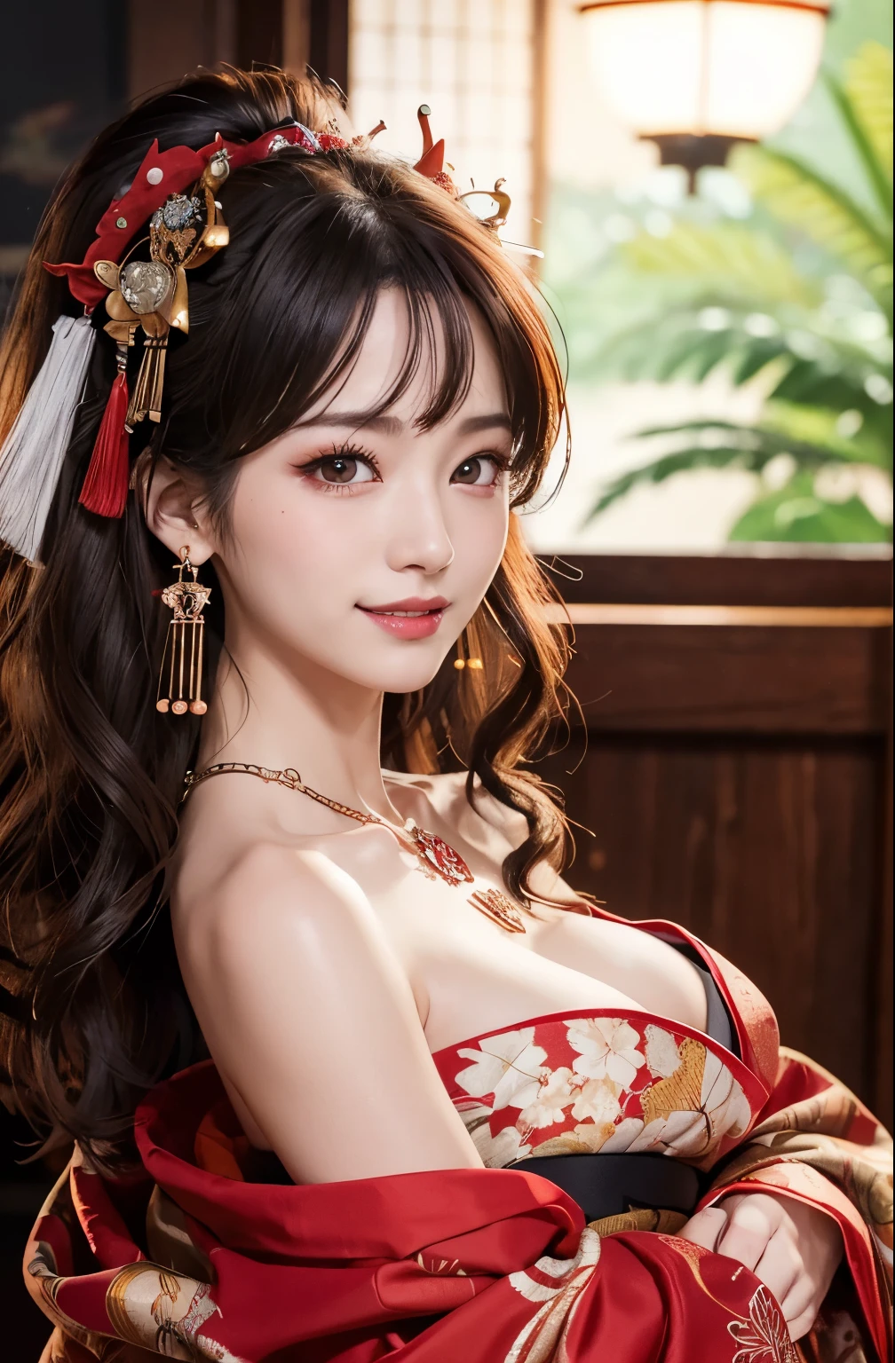 Araffe asian woman in a kimono dress posing for a picture - SeaArt AI