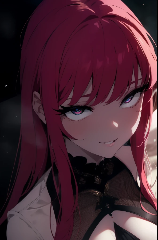 Anime girl with red hair and blue eyes in black dress - SeaArt AI