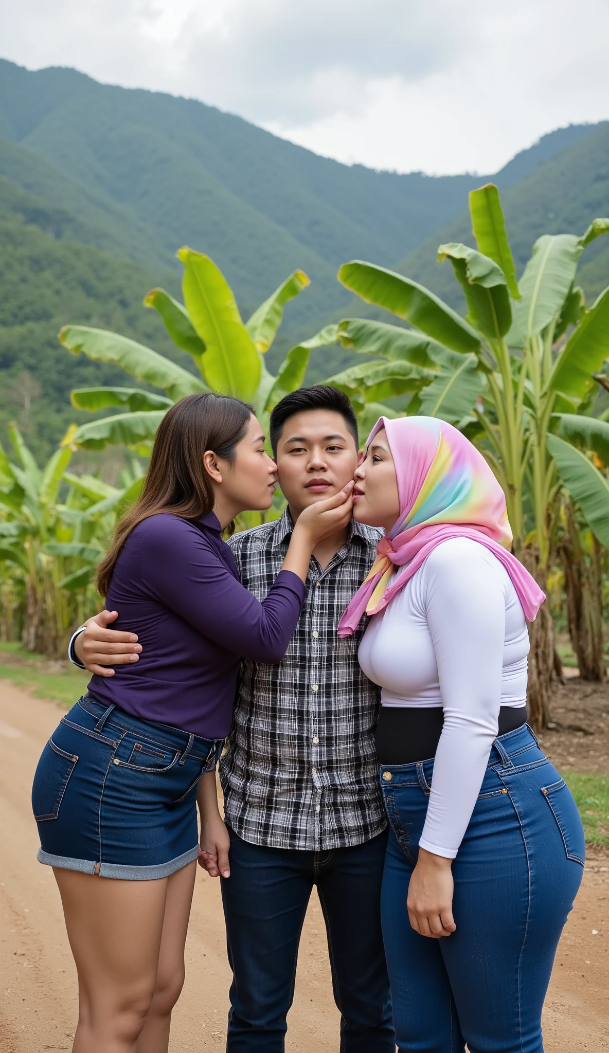 realistic photo, young indonesian woman wearing hijab, blowjob indonesian male penis, his penis looks big