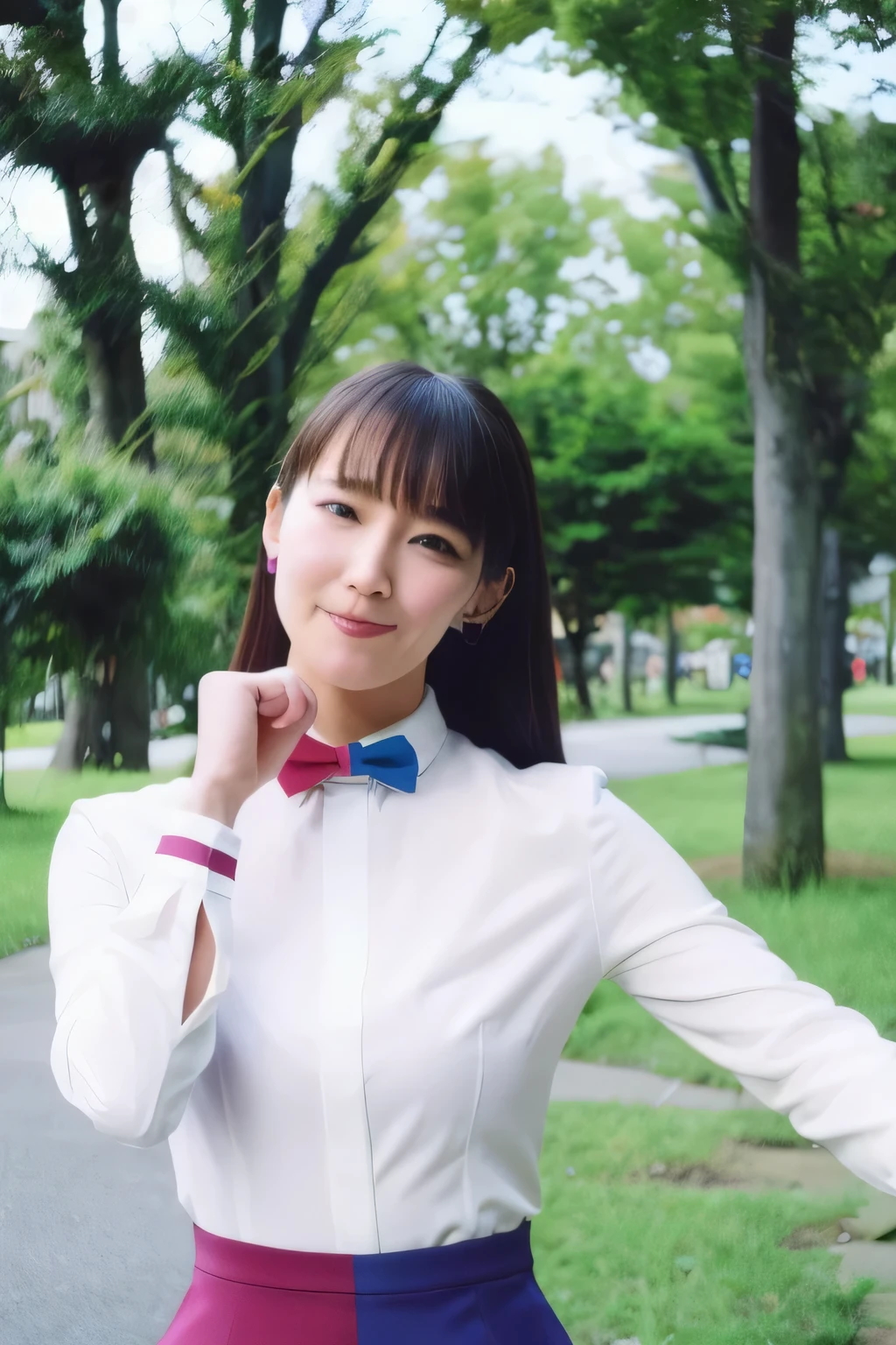 masterpiece,beautiful,extremely detailed,(ultra high res),(8k UHD best quality), (realistic, photo-realistic:1.37), depth_of,field, blurry_background, photo_inset,Dramatic lighting,reference_inset,photo_background,photorealistic,looking_at_viewer,(1girl,solo:1.50),detailed skin,shiny skin,(((white blouse))),de_r