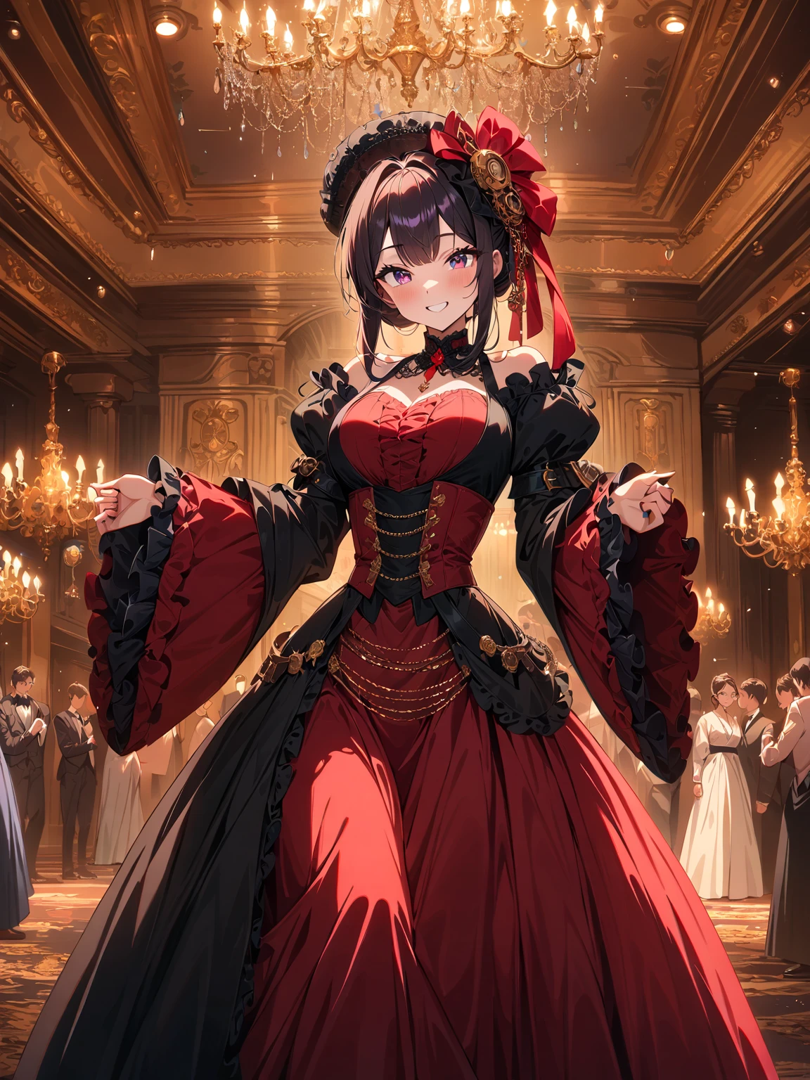 ((Masterpiece, best quality)), edgQuality,smug,smirk,
beautiful embroidery and jeweled gorgeous rococo ballgown, a princess in a gorgeous dress posing for a picture , wearing a ballgown,