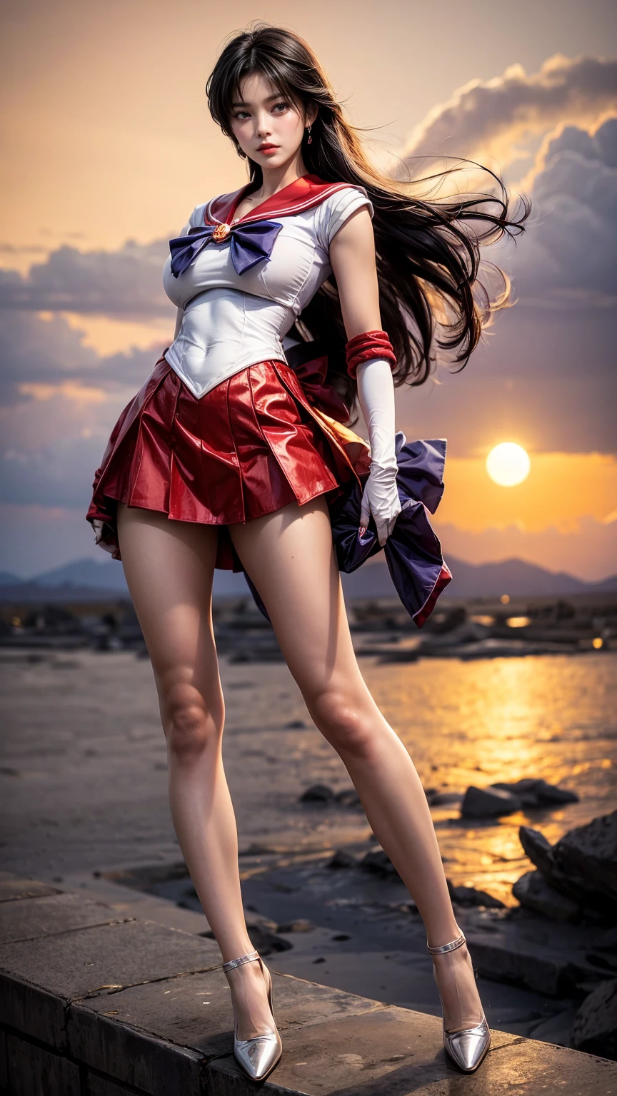 at night, <lora:Vampirella-10:0.6> full body photo of 20yo girl, vampirella,  
seductive pose, side view,
huge breast, narrow waist, wide pelvic, bare thigh, calf, highheels,
graveyard background,fog, full moon,
wide angle,
 (realistic skin_details, sharp focus, eyes_focus, masterpiece,best quality,finely detailed,extremely detailed, realistic detail,clear_image,realistic, high_resolution,distinct_image:1.2),
rim lighting, two tone lighting, dimly lit,  <lora:epiNoiseoffset_v2:0.6>