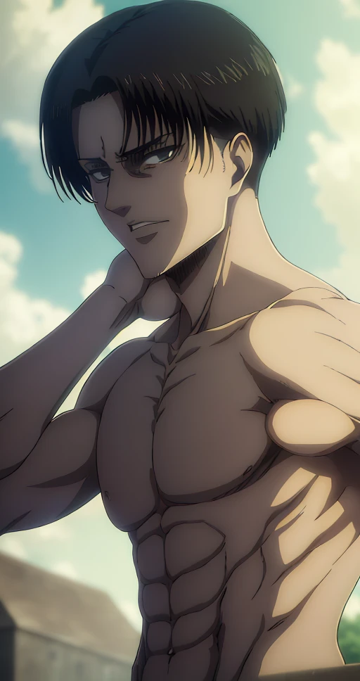 high resolution, -yeld ErJaeger, Attack on Titan Anime, green eye color, armpit, wet skin, ultra-detailed, (semi-realistic, photorealistic, photo-realistic:1.37), cinematic lighting, semi realism, distinct armpit, hot Eren face, hard cock, erection
