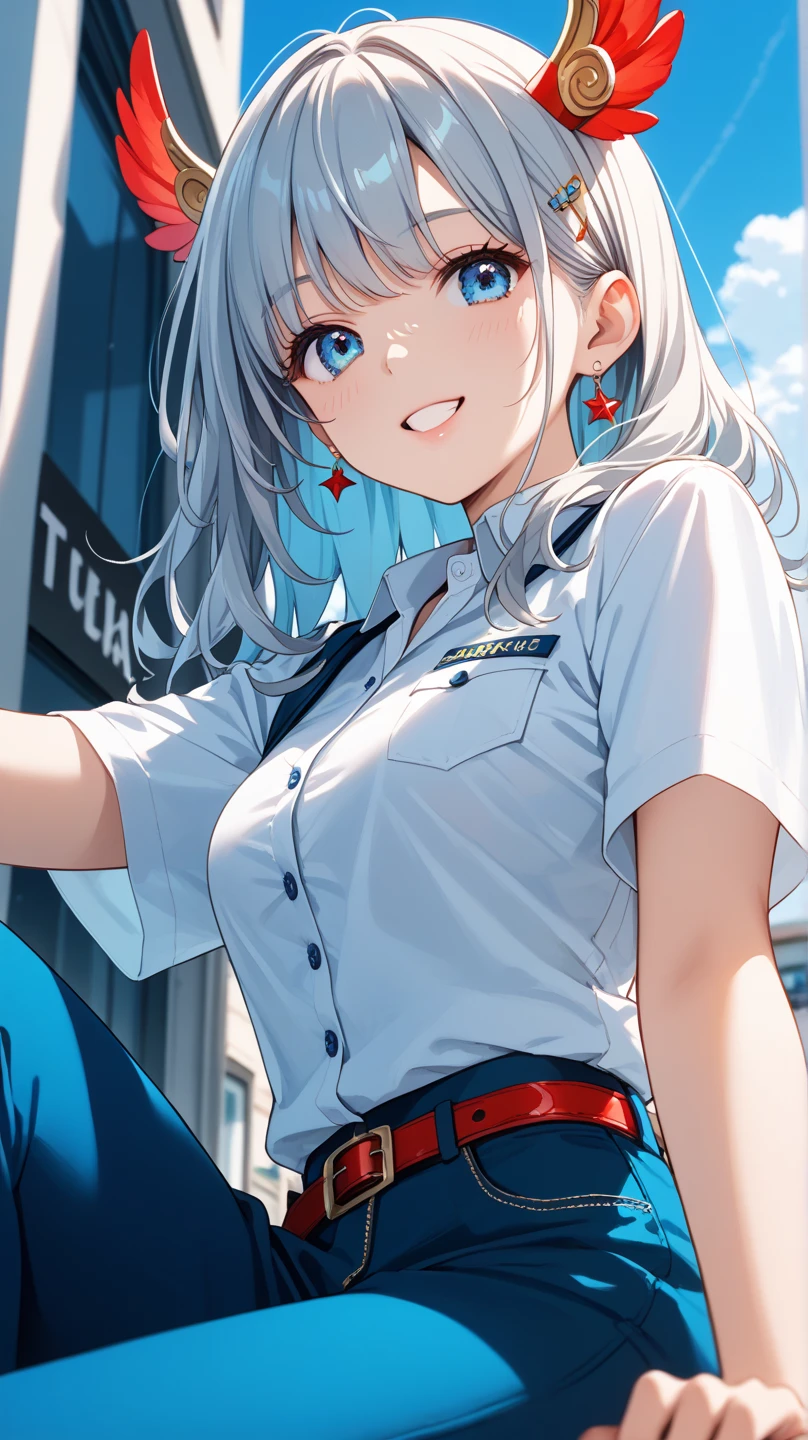 british firefighter、cute、seriously、Lashes long、highest quality、anime style