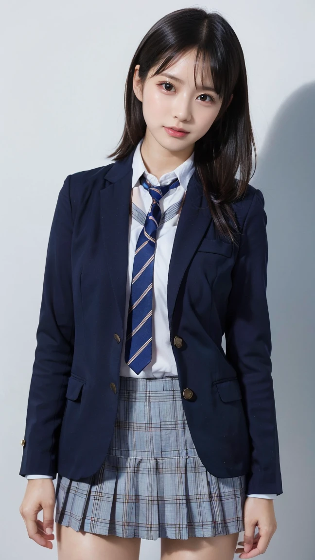  blazer uniform 、 skirt 、 standing、Masterpiece,  best quality , shape,  very detailed, Delicate details,  High Resolution , 8k, wallpaper,  perfect dynamic configuration,(High quality with great attention to detail, Realistic eye depiction :1.3), (( , 1 High School Girl  )), 、Women&#39;s Uniform、 blazer uniform 、 panties 、Navy blue knee-high socks、 garter belt、 、 Disheveled uniform , ,  short bob hair ,  black hair, Medium chest,  big natural color lip with blackboard in the background, ,  cowboy shooting ,(Perfect shape), Crying a little、 Harajuku style、Beautiful Makeup,Glitter Makeup,Cute 1,  Beautiful Legs, ,  Full Thighs 