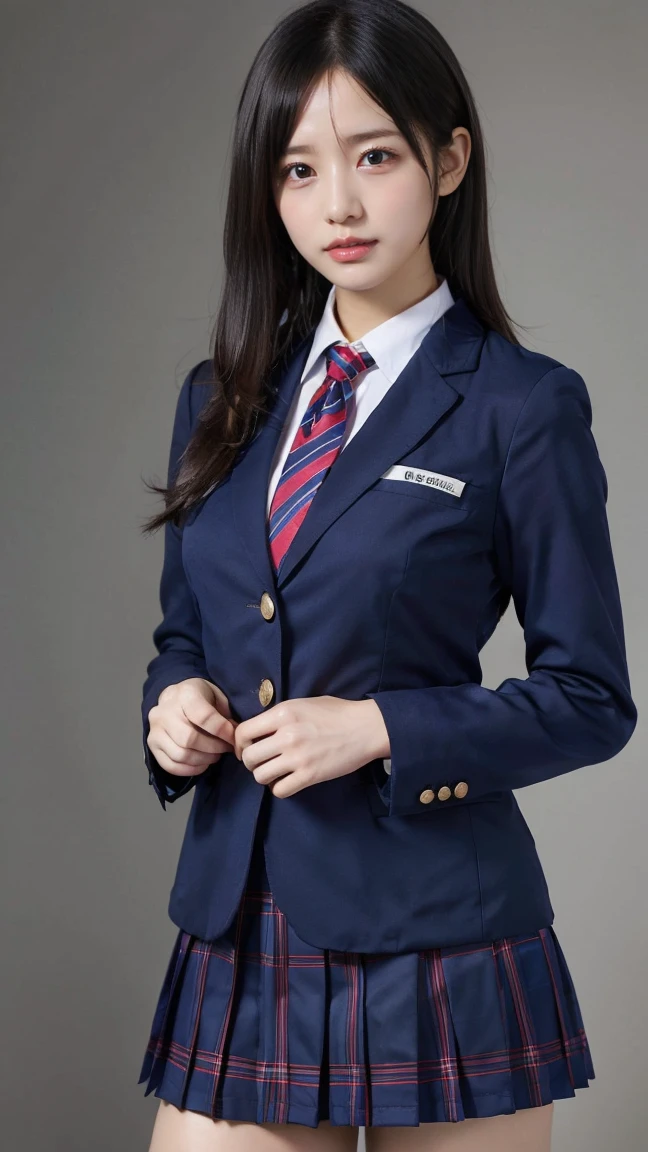  blazer uniform 、 skirt 、 standing、Masterpiece,  best quality , shape,  very detailed, Delicate details,  High Resolution , 8k, wallpaper,  perfect dynamic configuration,(High quality with great attention to detail, Realistic eye depiction :1.3), (( , 1 High ****** Girl  )), 、Women&#39;s Uniform、 blazer uniform 、 panties 、Navy blue knee-high socks、 garter belt、 、 Disheveled uniform , ,  short bob hair ,  black hair, Medium chest,  big natural color lip with blackboard in the background, ,  cowboy shooting ,(Perfect shape), Crying a little、 Harajuku style、Beautiful Makeup,Glitter Makeup,Cute 1,  Beautiful Legs, ,  Full Thighs 