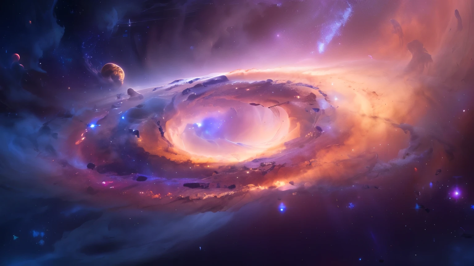 Closeup of a swirling object in the sky , black hole time portal , Dark Neon Colored Space , glowing black hole entrance , Interstellar Infinity Portal , black holes in space , majestic interstellar portal , Journey to a Black Hole , Galaxy Universe SF, abstract black holes in space , fractal burning halo , are being sucked into a black hole, amazing space creature 4K wormhole、 a giant black hole from an interstellar movie in the center , Super High Definition, high definition , High Quality , plasma clouds 、gravitational radiation 、 swirling chaotic light 、 emits huge plasma jets vertically from the center、Spacetime is distorted and images look distorted、 gradients with unclear outlines 、