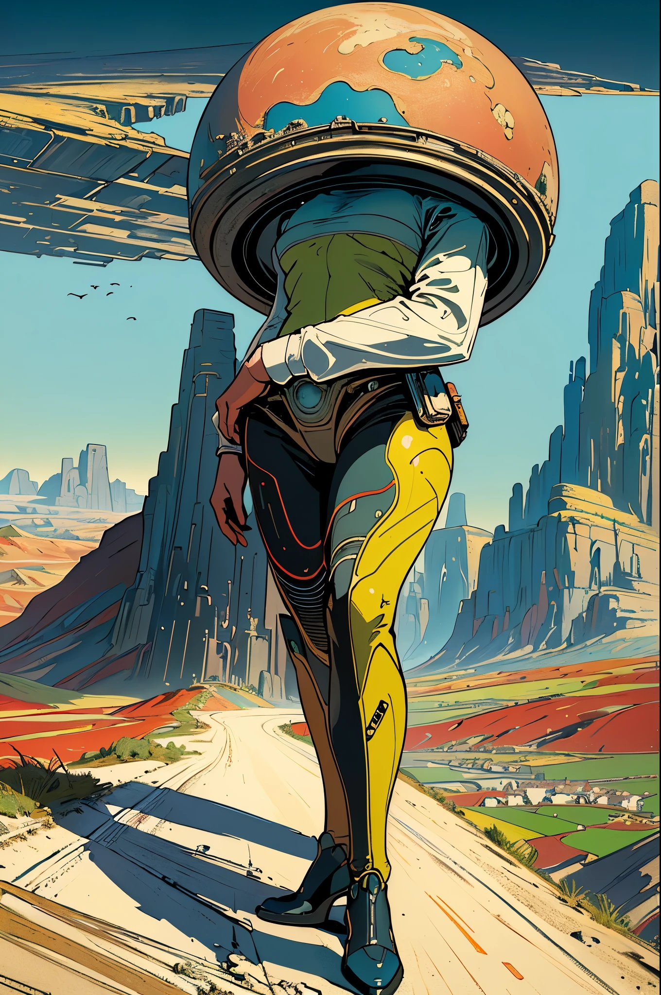 ((( masterpieces in the highest quality))),(((retro vintage sci-fi movie poster))),(((vast landscape))),(((Surreal))),(((Surrealism))),Futuristic,now or never,Solemn