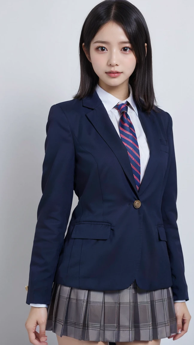  blazer uniform 、 skirt 、 standing、Masterpiece,  best quality , shape,  very detailed, Delicate details,  High Resolution , 8k, wallpaper,  perfect dynamic configuration,(High quality with great attention to detail, Realistic eye depiction :1.3), (( , 1 High  Girl  )), 、Women&#39;s Uniform、 blazer uniform 、 panties 、Navy blue knee-high socks、 garter belt、 、 Disheveled uniform , ,  short bob hair ,  black hair, Medium chest,  big natural color lip with blackboard in the background, ,  cowboy shooting ,(Perfect shape), Crying a little、 Harajuku style、Beautiful Makeup,Glitter Makeup,Cute 1,  Beautiful Legs, ,  Full Thighs 