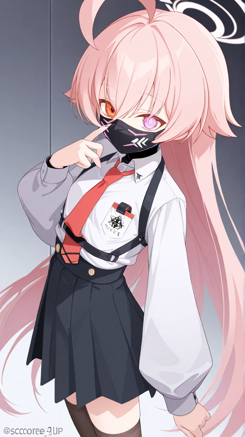 underdressing，Expression of disgust，Expression of disgust，Red Eyes，Sweat，Soaked，liquid，transparent，Cropped tops，nun，pink，stocking，Glasses，Black pantyhose