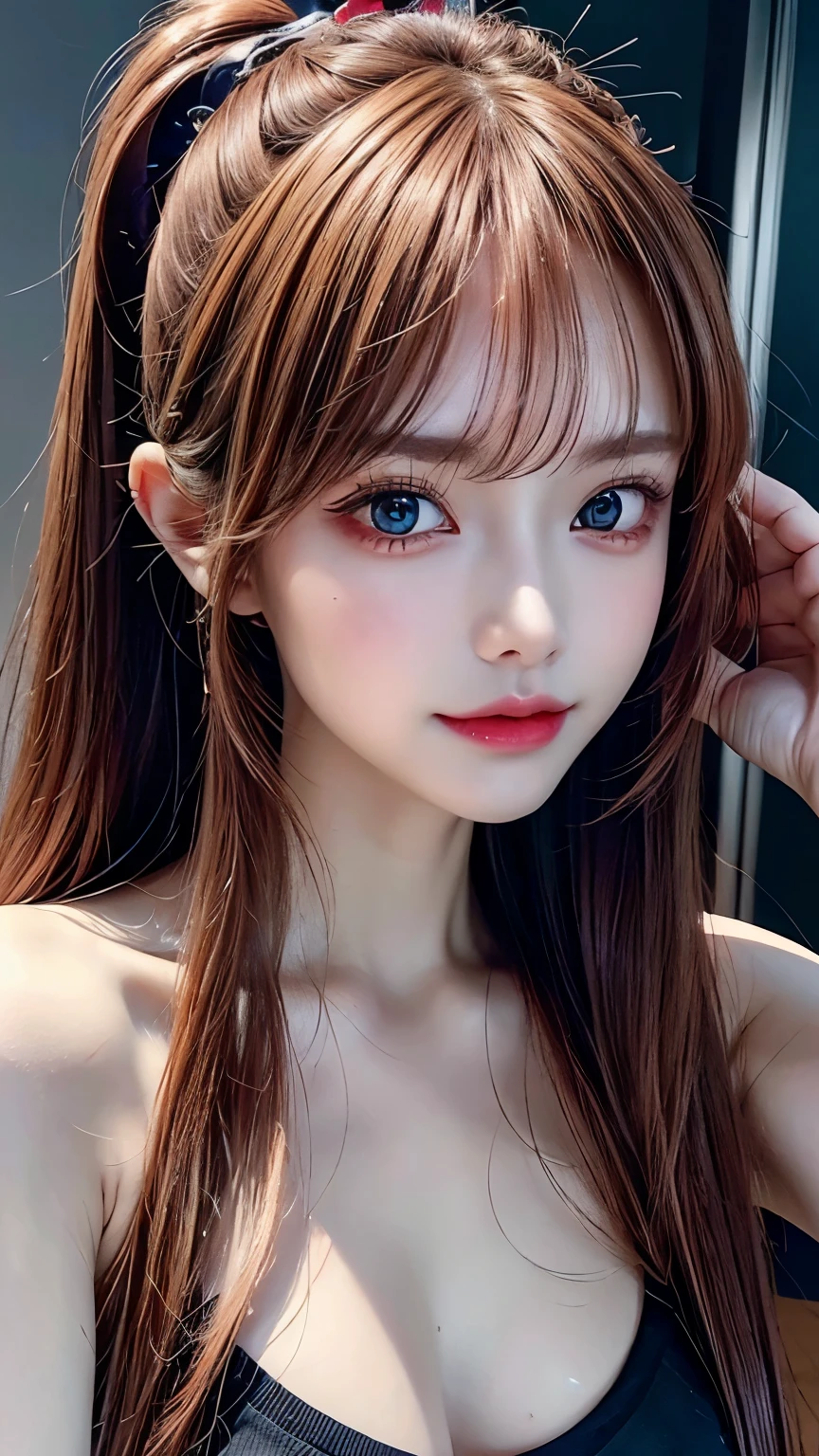 very detailed, Seductive erotic woman, beautiful face, (busty, red hair), centered on the face, face focus, intricate eyes, intimate, slangy, lying in bed