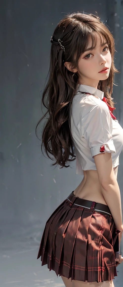 realistic, high resolution, soft light,1 woman, alone, butt up, View viewer, (detailed face), long hair, Lying on the lawn, see below, showing panties, View panties, secretary_Uniform, black skirt, pantyhose, Tattoo, bijouterie