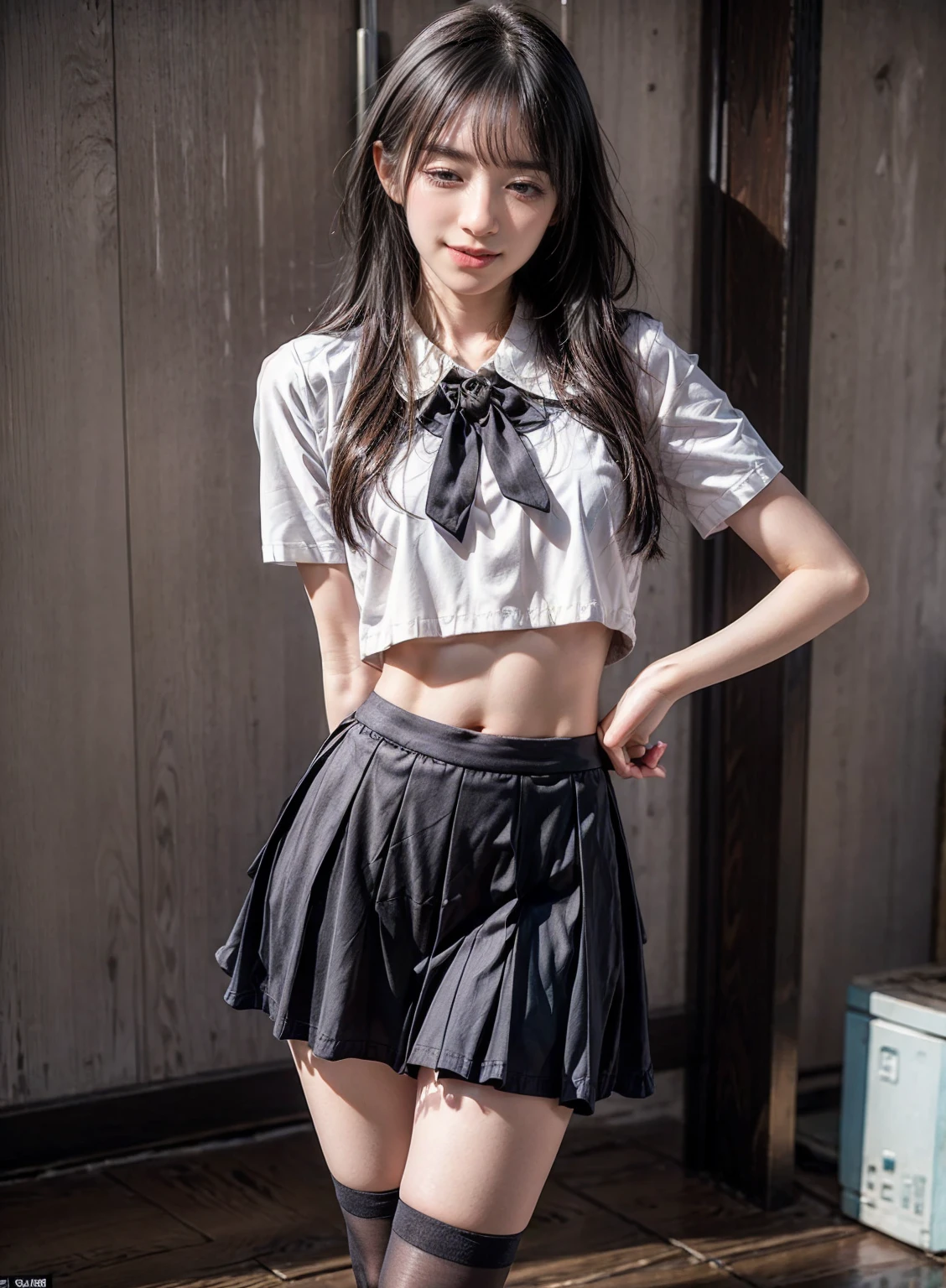 (((Big Breasts:1.52)))、((Viewing angle from below、Highest quality、masterpiece、32k、Every detail))、Descend the outdoor stairs、commute、Systemic symptoms、Very loose camisole、Pleated skirt、(((A strong wind blows my hair and skirt away:1.62)))、((Shoulder strap can be worn diagonally:1.83))((Extremely precise and accurate anatomy:1.0)), (photo Realistic:1.4), (hyper Realistic:1.4), (Highest qualityのRealisticな肌の質感:1.4), (Improvement of quality:1.4), (Enhances the beauty of skin texture:1.1), Clean and glowing skin, mesh, thin:1.2, (Realistic:1.3), Realisticなライティング, (Smoother lighting:1.05), (Improving the quality of cinema lighting:0.9), Backlight, A gentle light on your face, Ray Tracing, (Bright light:1.2), 32k, One Japanese woman, fine grain, Detailed face, (Film Grain:1.1),(Accentuates body lines:1.1), High resolution, Natural look, Kind eyes, Improves hair quality, Delicate light and shadow, 、One Girl, alone、(((mini skirt, No underwear:1.22)))、Big Breasts、barefoot, High heels