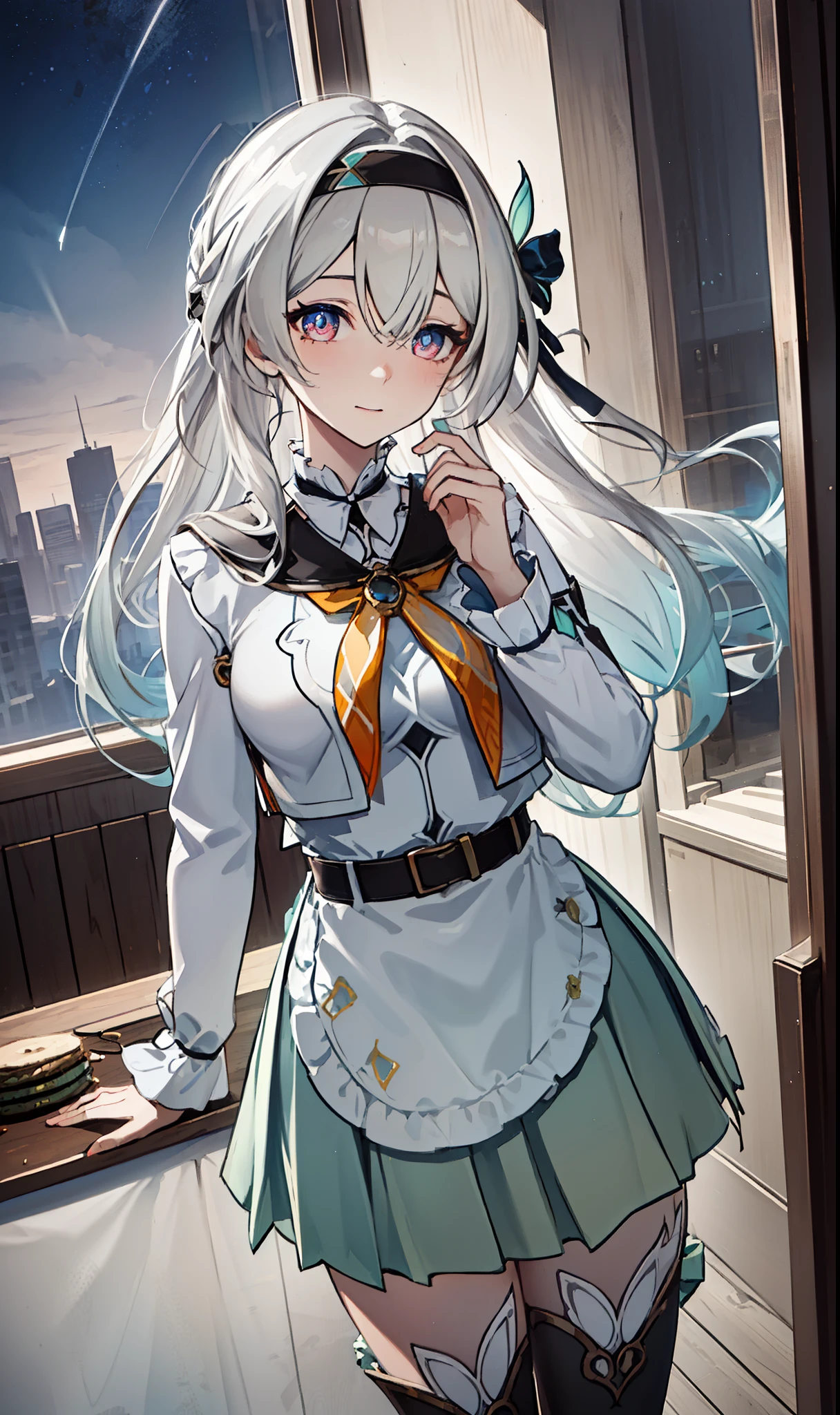 Anime girl in a short skirt and a white shirt - SeaArt AI