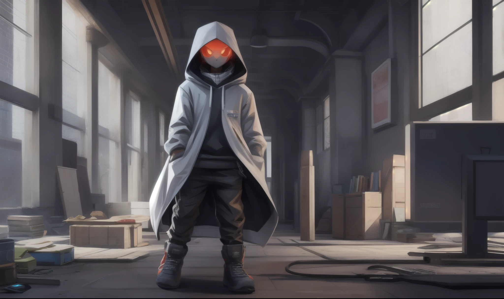 Hacker-style hooded character with full body