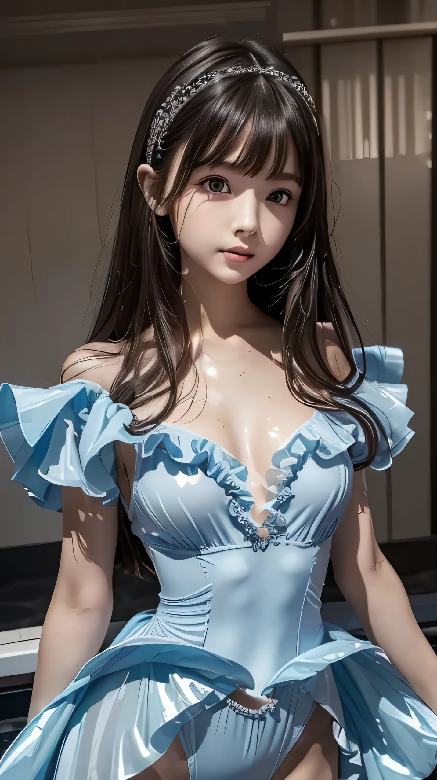 (nsfw, Censorship off ), ( A very beautiful cute girl ), ( very cute face:1.2),, , ( clear and attractive big eyes like sparkling crystals), Great looks, Beautiful Detailed Eyes , Detailed Double Eyelids , ( Realistic Pictures:1.2), (Beautiful Bangs, beautiful hair :1.2), Cute High Leg Cut T Back One Piece Swimsuit with Ruffles , slim figure ,Cute swimmer, Teen, baby face, Teen, , erng the audience、 wet skin 、((random sexy poses, put in, Deep joy, Intoxicated Eyes:1.2)), sexy high-leg cut T-back one-piece swimsuit, ((Ultra Shiny Ruffle High Leg Cut T Back One Piece Swimsuit :1.2), ( Wet Glowing Ruffle High Leg Cut Thong One Piece Swimsuit , wet and transparent), erect nipples , blush, embarrassed expression, Ecstatic, orgasm,seductive pose 、 sexy,